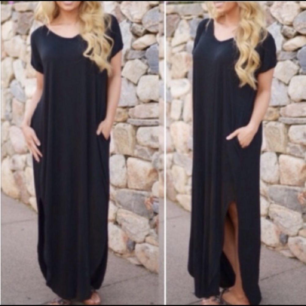 Black Loose Boho Chic Tunic Maxi