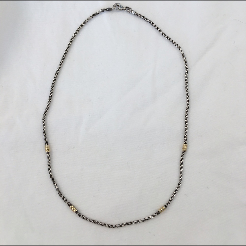 Sterling silver necklace with gold accents