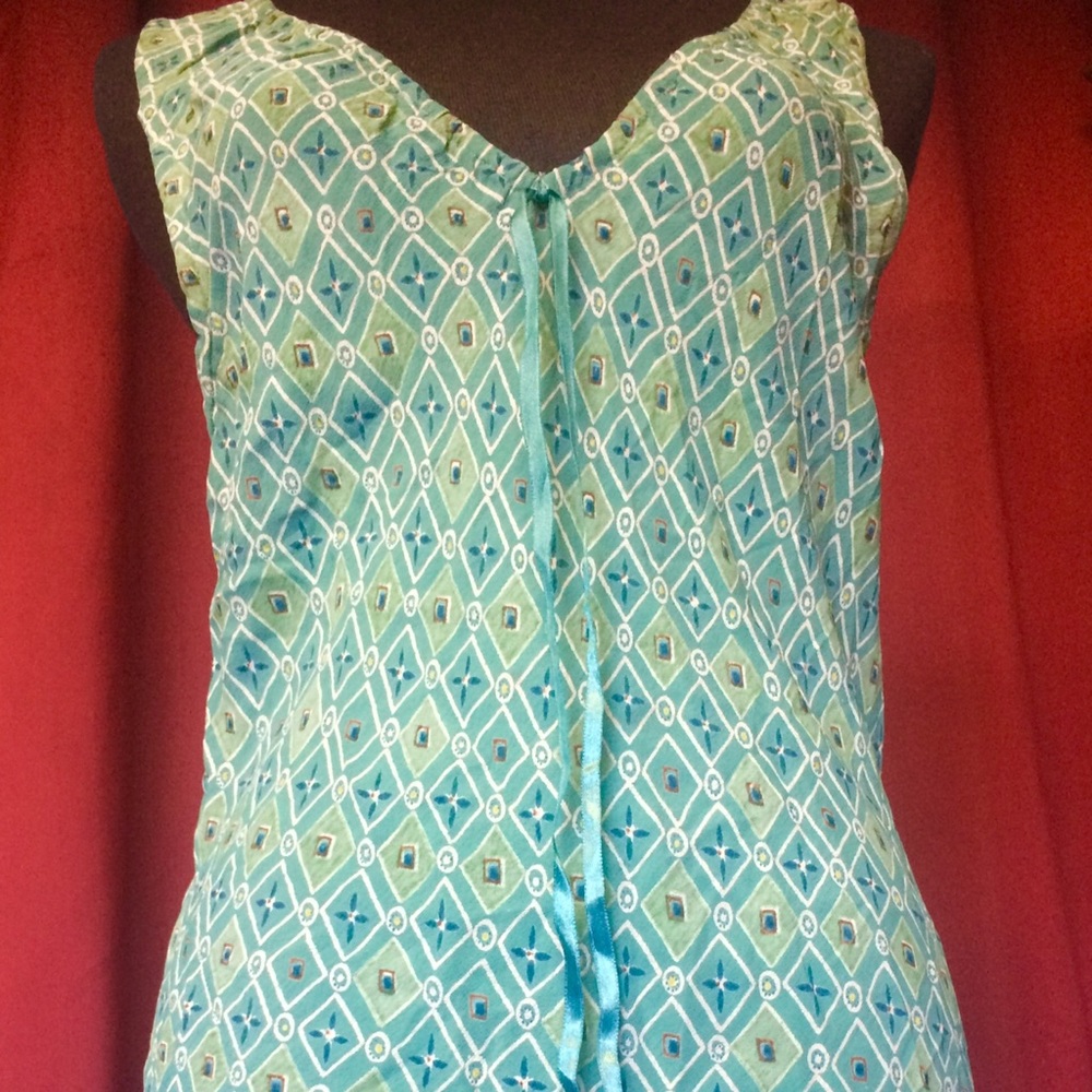 Aqua & Blue Geometric Midi Slip Dress