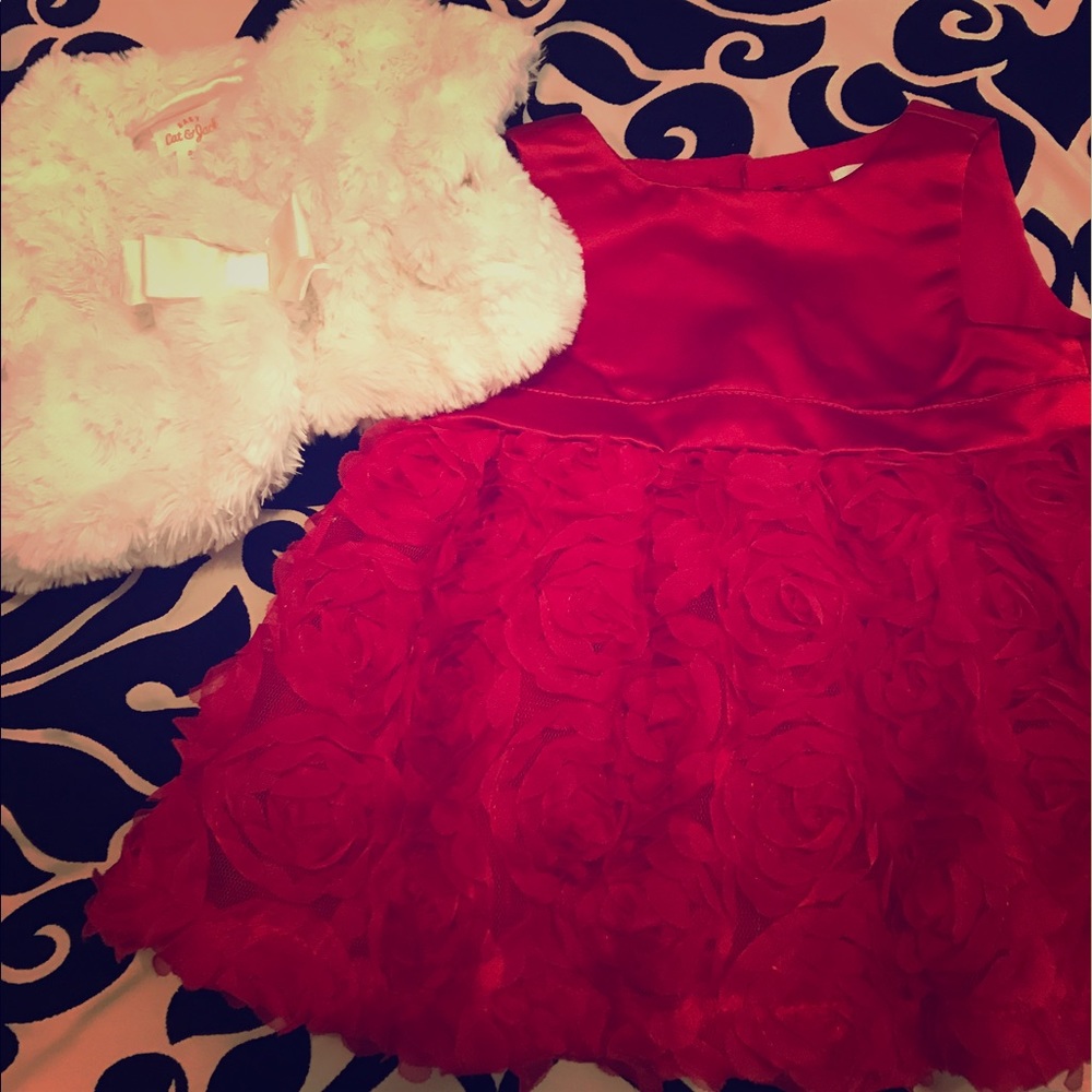 Baby girl dress with fur cover