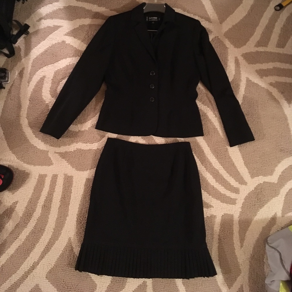 Classic Black Business Skirt Suit