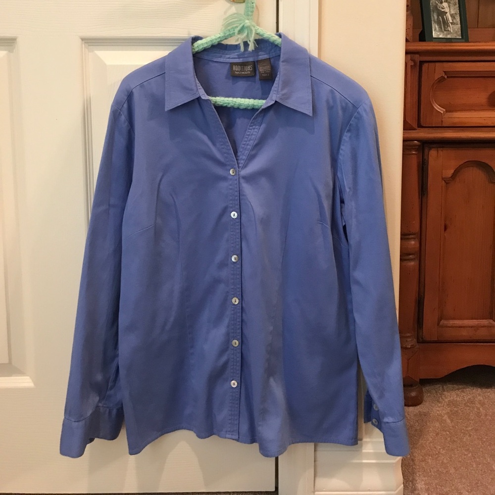 Chico's Blue Long Sleeve Button Down Top