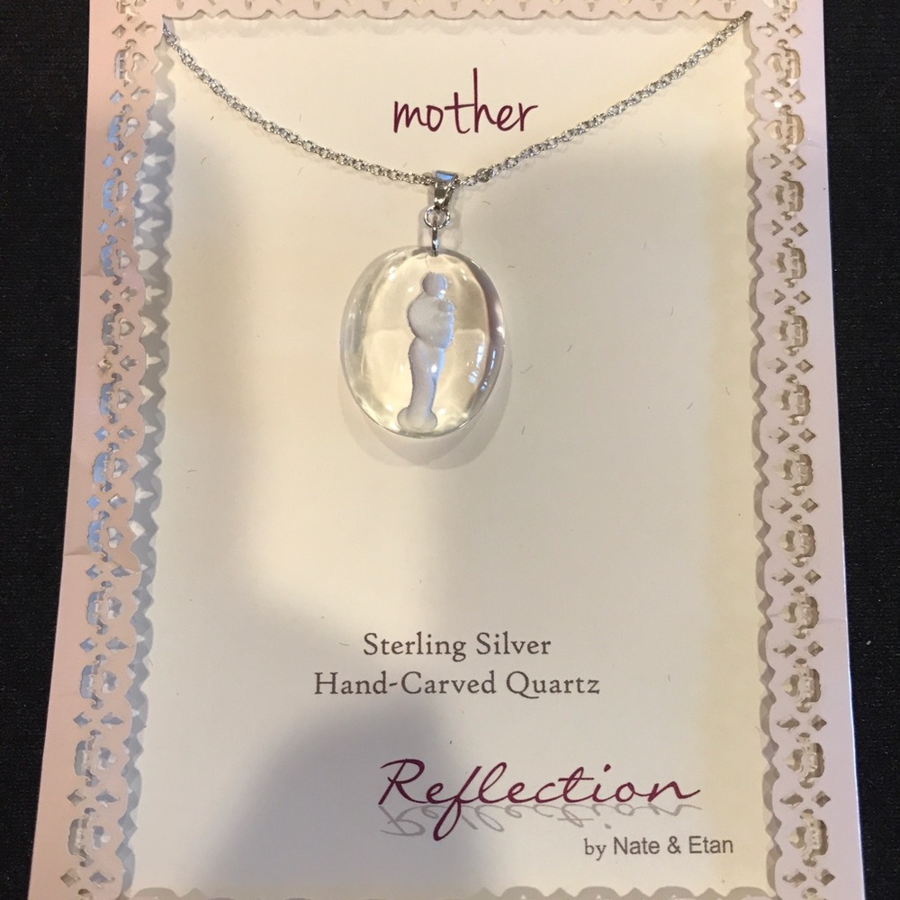 Mother Sterling Silver Hand Carved Necklace