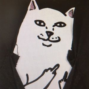 Black tee middle finger cat pocket