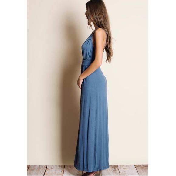DAISY Open Back Maxi Dress - BLUE - Picture 2 of 3