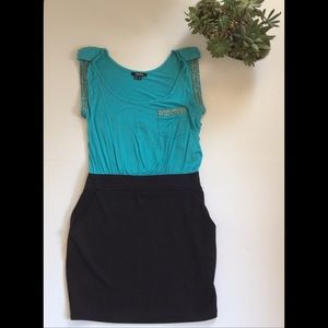 XOXO teal and black dress