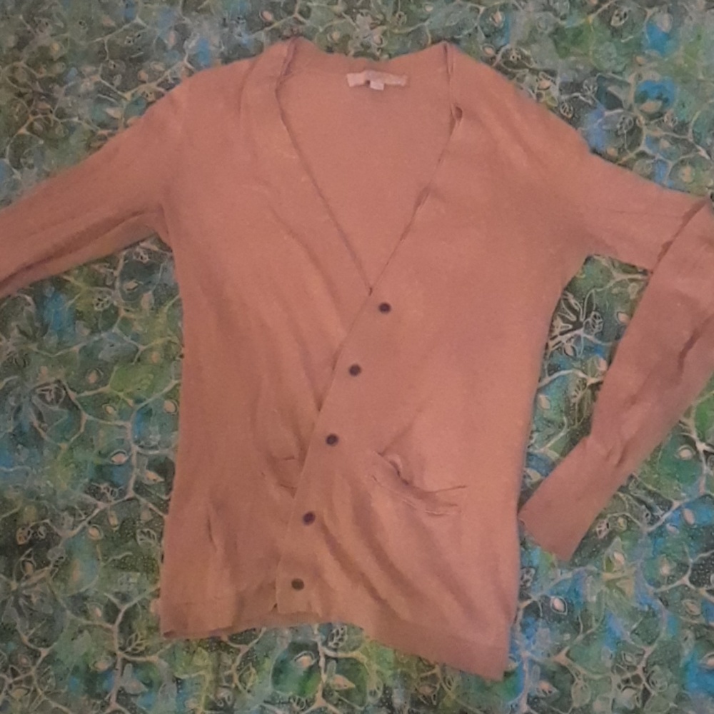 Loft xs tan cardigan w pockets and buttons