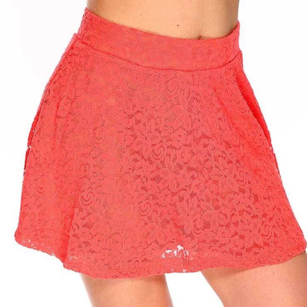 Coral Lace Skater Skirt