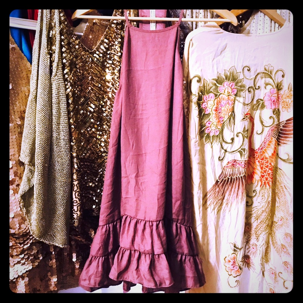 NWT Free People Dusty Rose Ruffle Slip Drop Waist