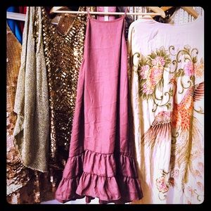 NWT Free People Dusty Rose Ruffle Slip Drop Waist