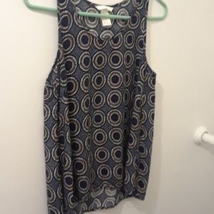 H&M navy and orange boho design tank top