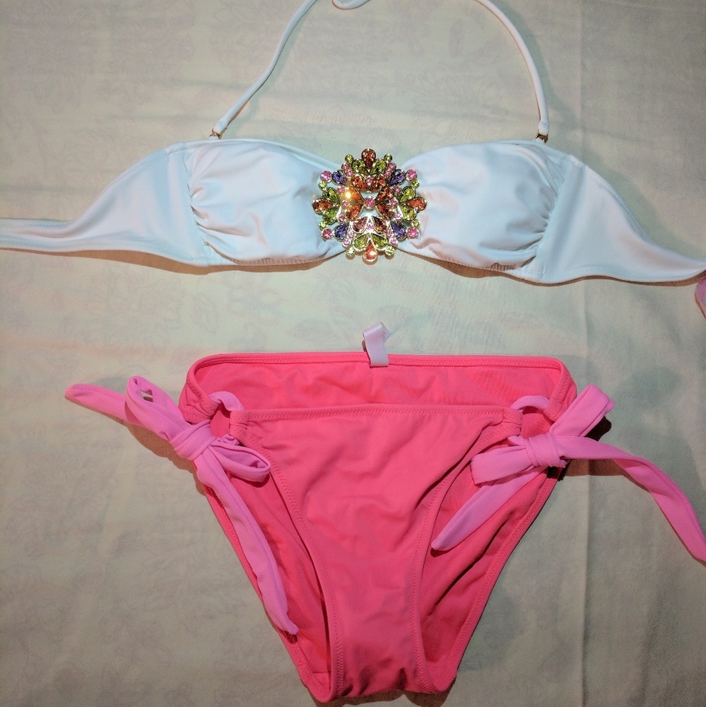 Victoria's Secret rhinestone brooche bikini