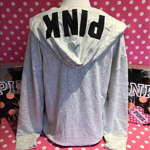 🚫SOLD🚫NWT VS PINK gray slouchy lace up hoodie - Picture 4 of 4