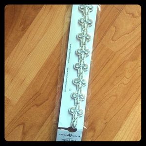 White Beaded & bling stretch band headband