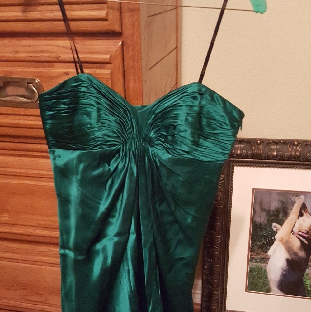 Green satin Strapless Shelli Segal Dress