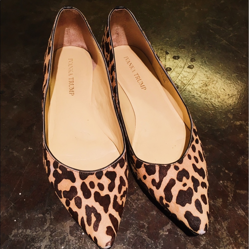 Ivanka Trump Leopard Pointed-toe Flats