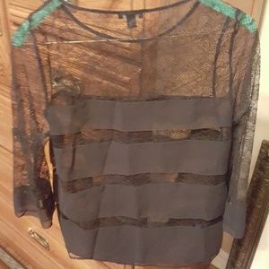 Black Lace Ann Taylor 3/4 Sleeve Top