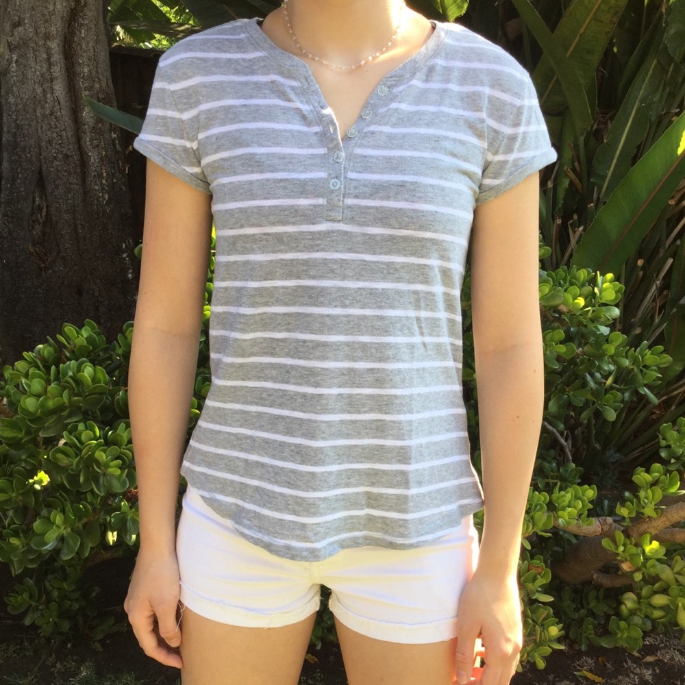 Gray and White Stripped T-Shirt