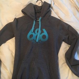 Gray and turquoise zip 686 sweatshirt