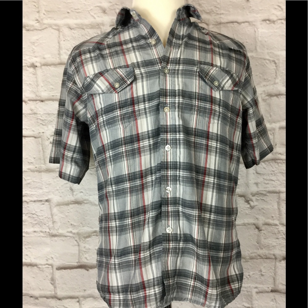 Billabong mens small gray red plaid shirt