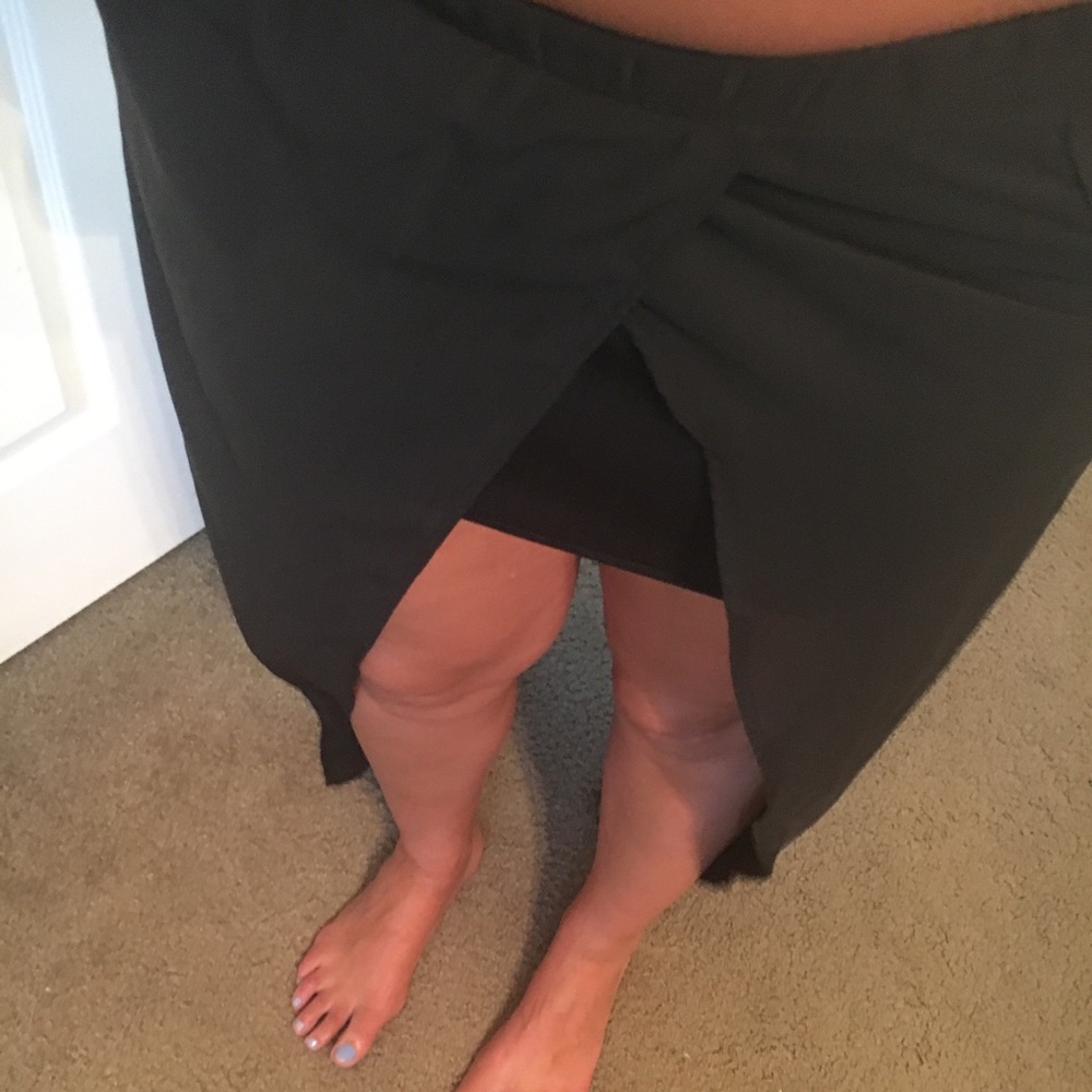 A black high low mini skirt