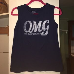 "omg no one cares" muscle tee