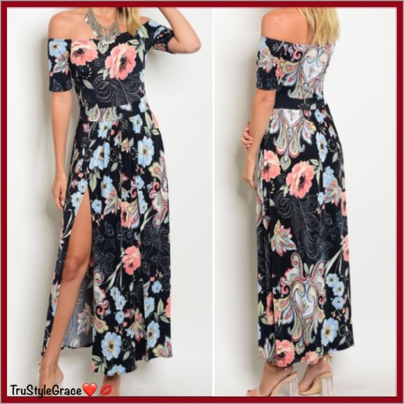 🌹 Beautiful Floral Off Shoulder Maxi Dress - Picture 2 of 4