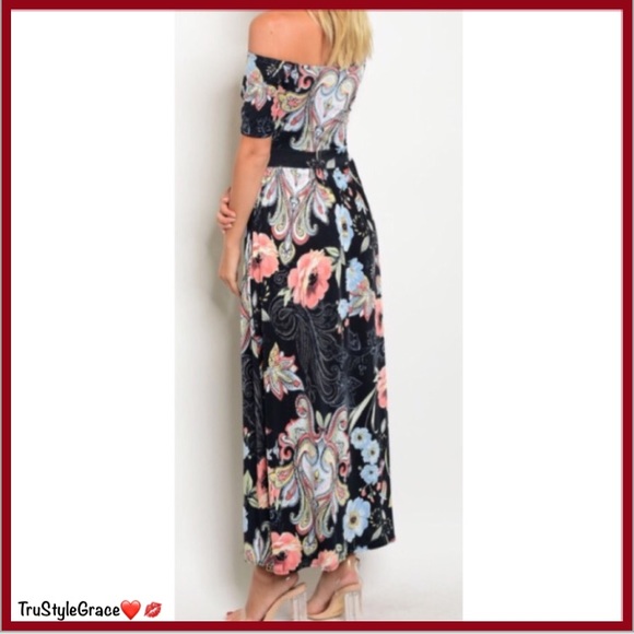 🌹 Beautiful Floral Off Shoulder Maxi Dress - Picture 3 of 4
