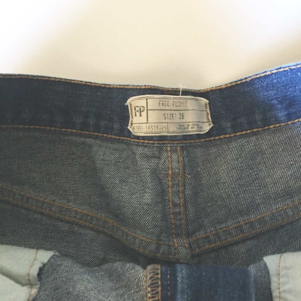 Free People Denim Raw Hem Embroidered Jean Shorts - Picture 3 of 5