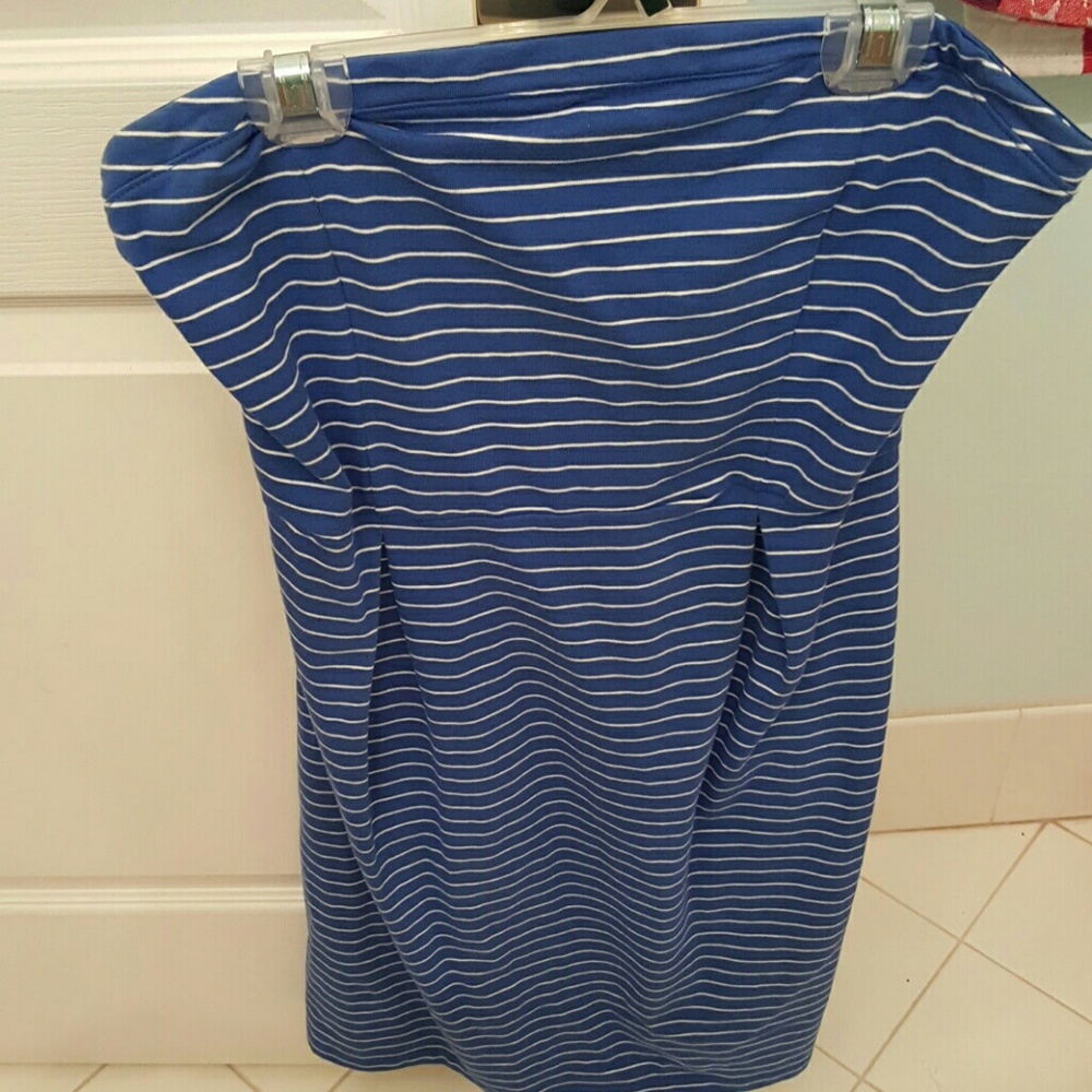 M Old Navy Strapless Dress Blue/White Stripes