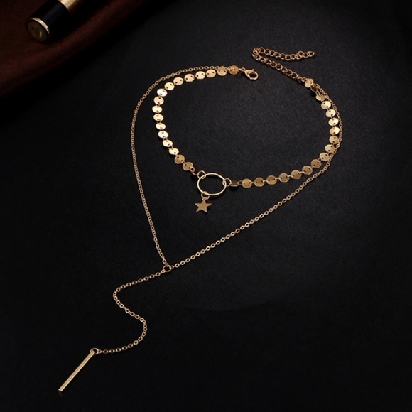 Silver or Gold star choker layered necklace - Picture 2 of 6