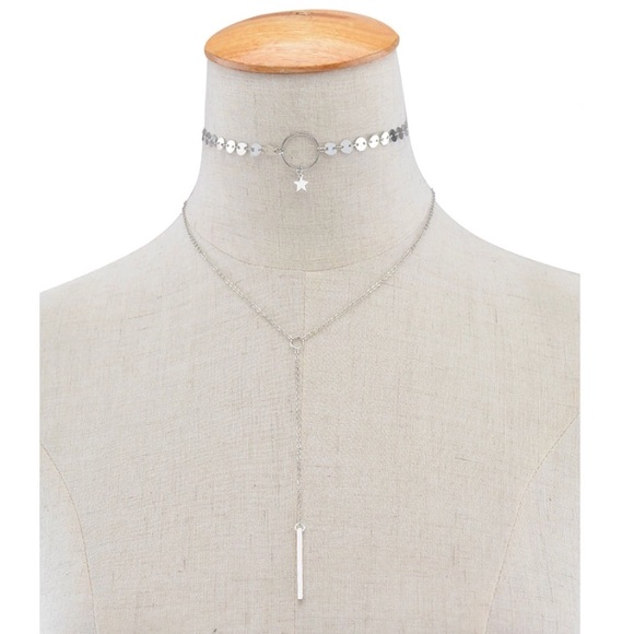 Silver or Gold star choker layered necklace - Picture 6 of 6