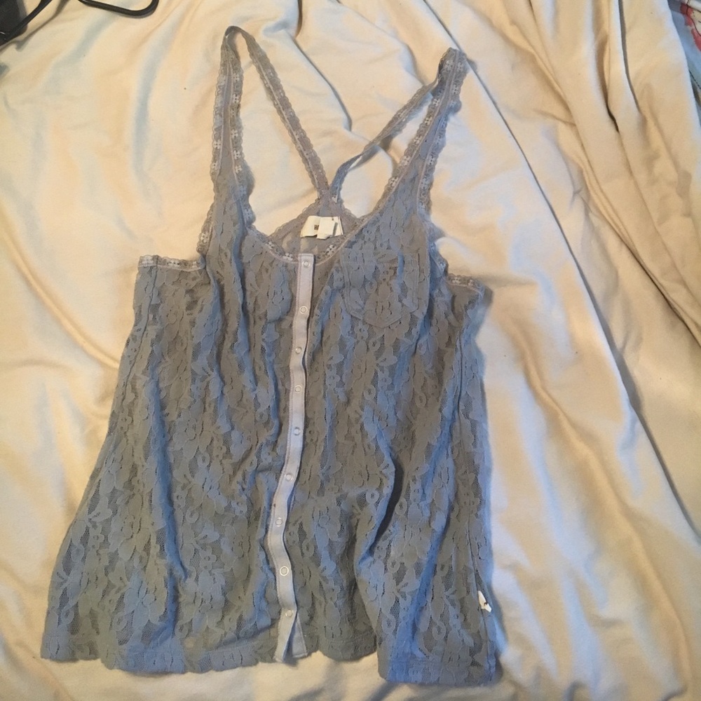 Grayish/blue flower Hollister top