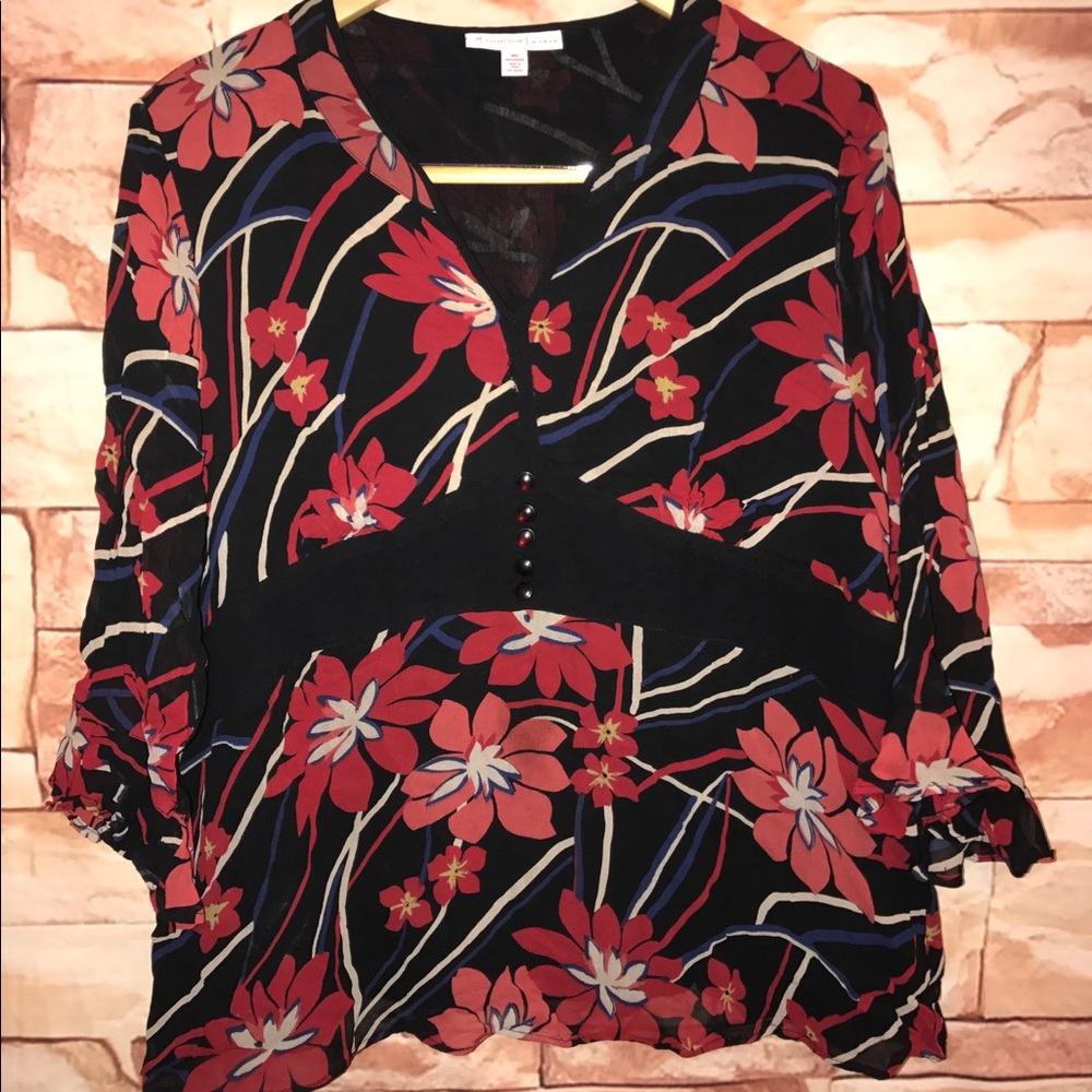 JM Collection floral rayon Blouse 18w 3/4 sleeve