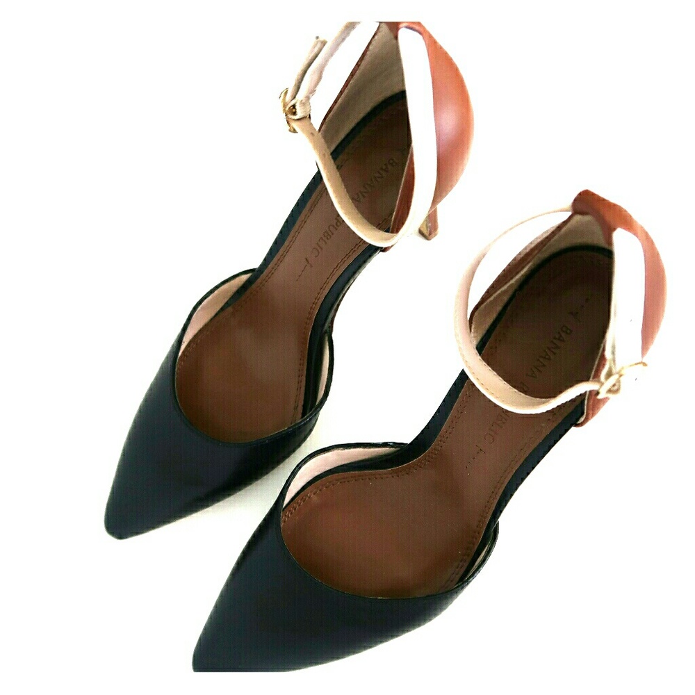 Leather heel with ankle strap