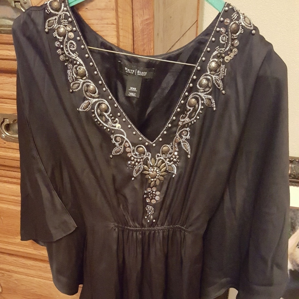 WHBM Black silky kimono dress