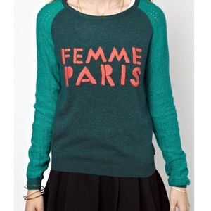 MAISON SCOTCH • Green Baseball Femme Paris Knit