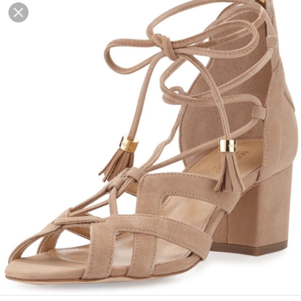 Michael Kors suede heel sandals. Suede. Khaki.