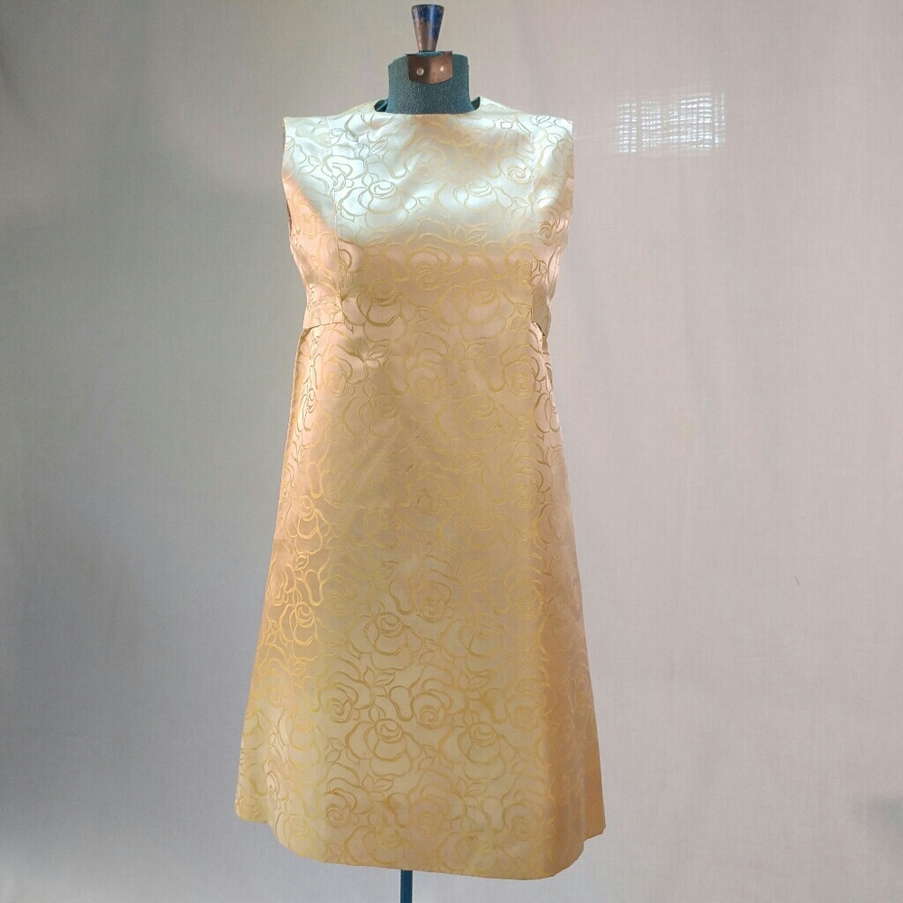 Vintage 1960s handmade satin brocade gown