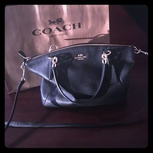 Brand new leather Coach bag with gold detail!