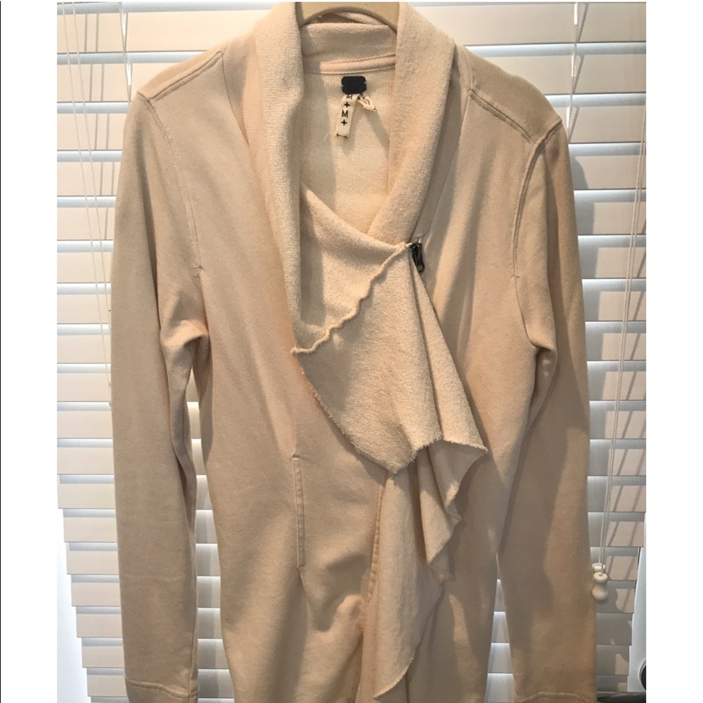 Free People Beige Zip Up Jacket with Ruffle Detail