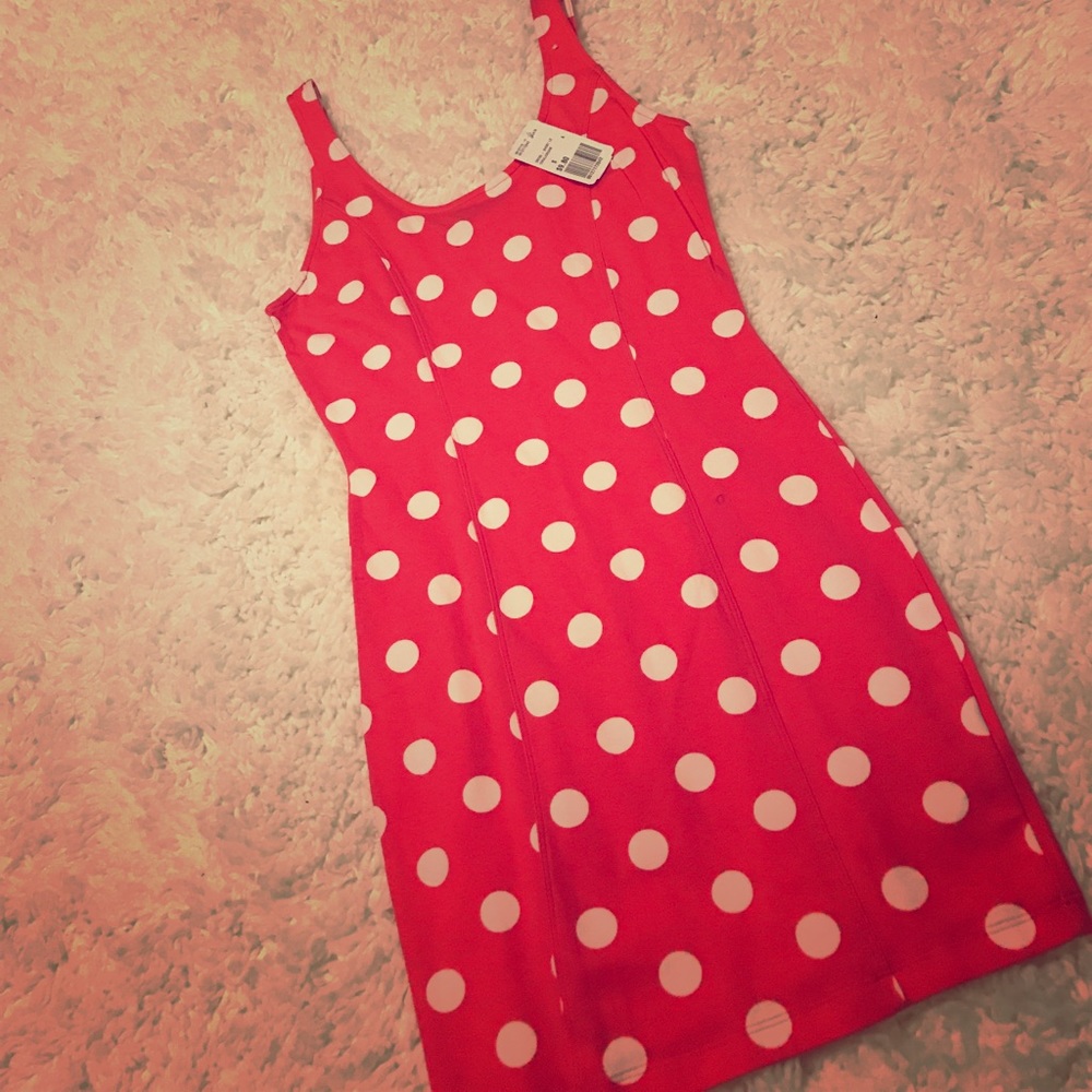 ForeverXXI Coral/Cream Polka Dot Dress - sz Small