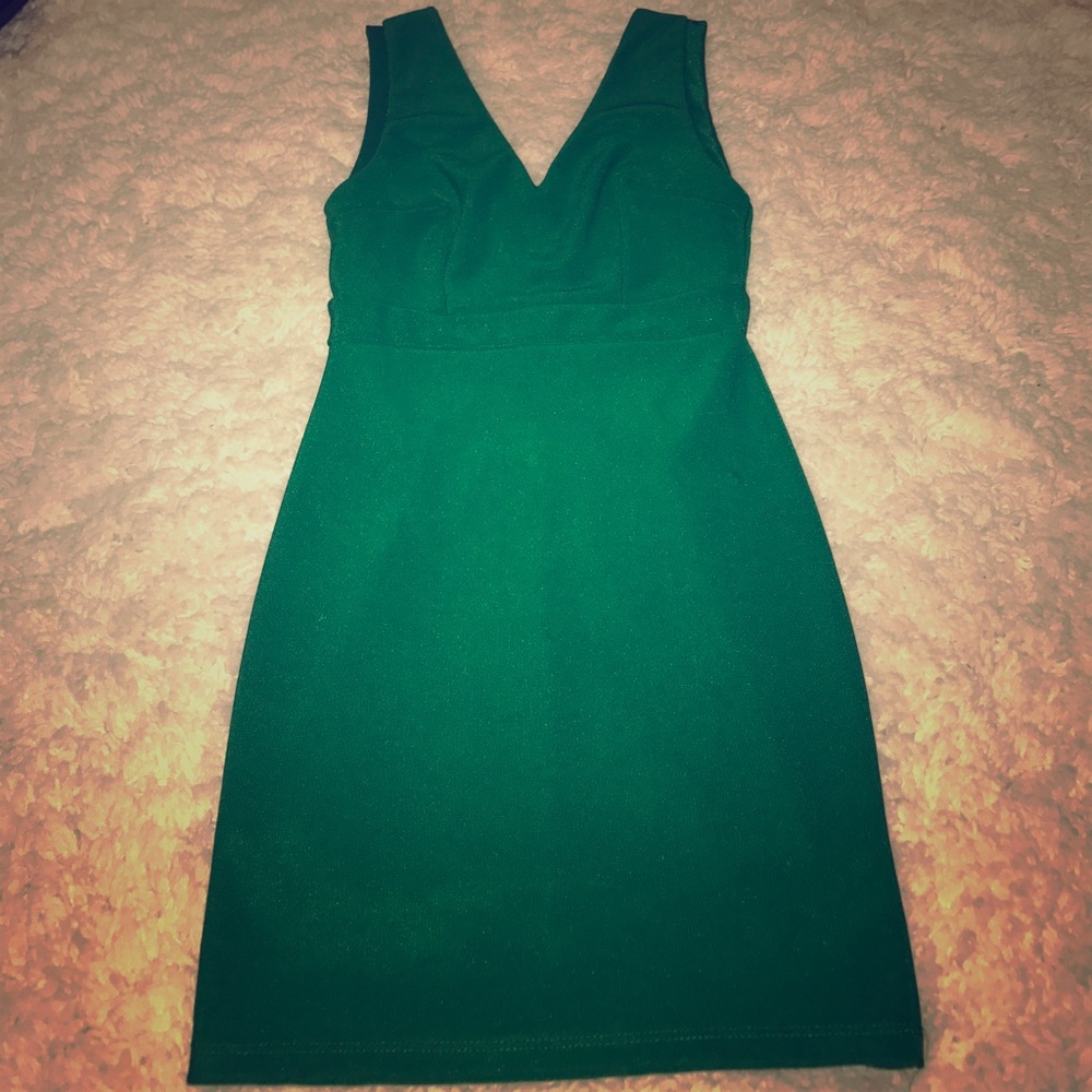 ForeverXXI Green Cocktail Dress w/ Gold Zipper