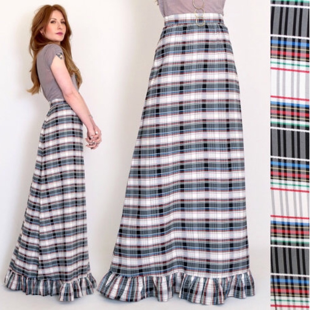 ***SOLD ON ETSY**Vtg Plaid High Waisted Maxi Skirt