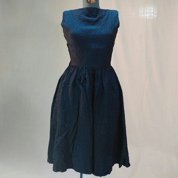 Vintage 1960s handmade crinkled taffeta dress - Picture 1 of 5