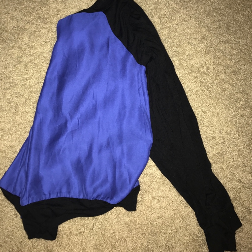 Silky blue and black top!