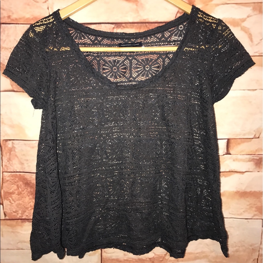 American eagle outfitters gray crochet crop top s