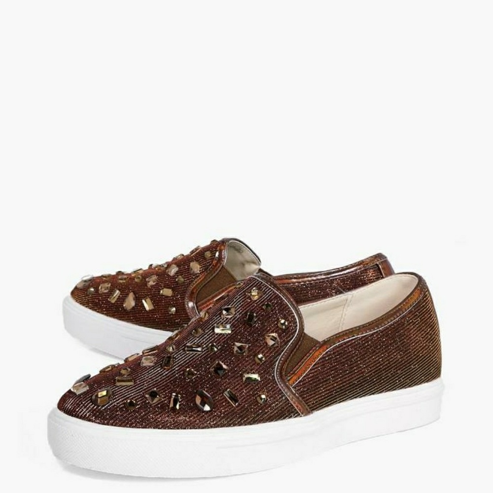 Harriet Embellished Metallic Sneakers