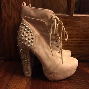 Light Pink Spiked Lace-up Heels