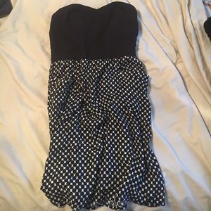 Black and white strapless dress